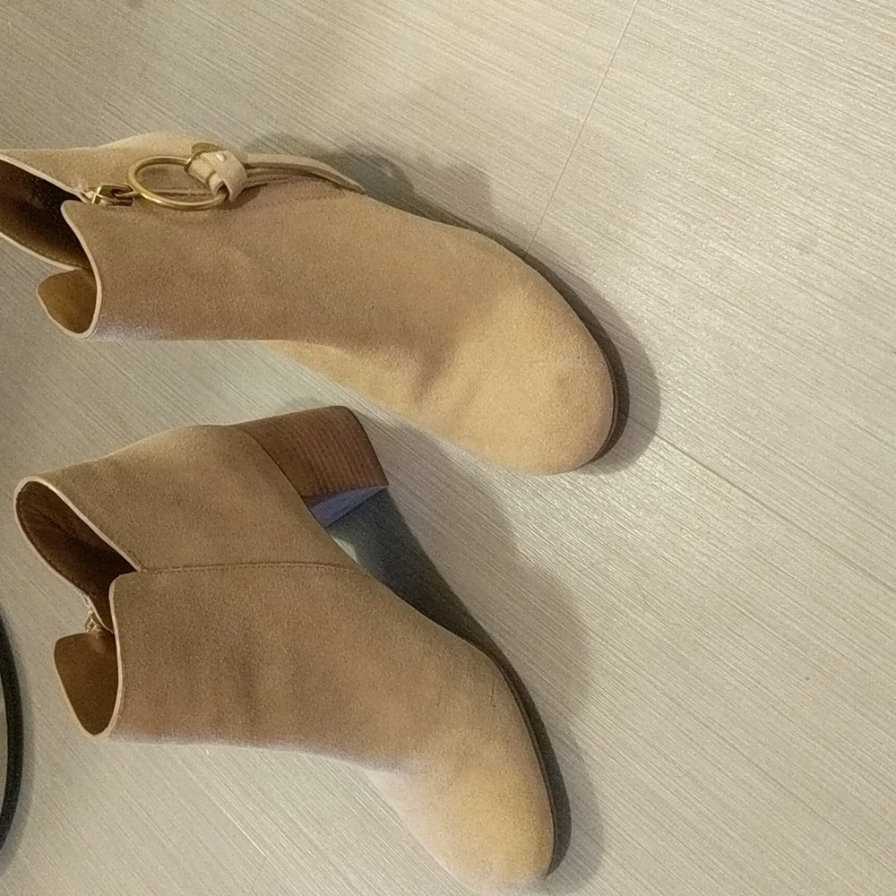 See by Chloe Light Beige  Suede Boots, Wooden Heel - Picture 5 of 7